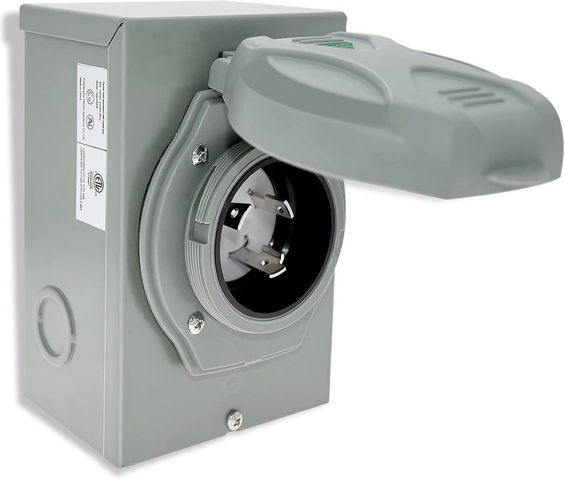 Miady 30 Amp Generator Power Inlet Box, L5-30P, 125 Volt, For Generators Up to 3750 Watts, Weatherproof, ETL Listed - Image 1
